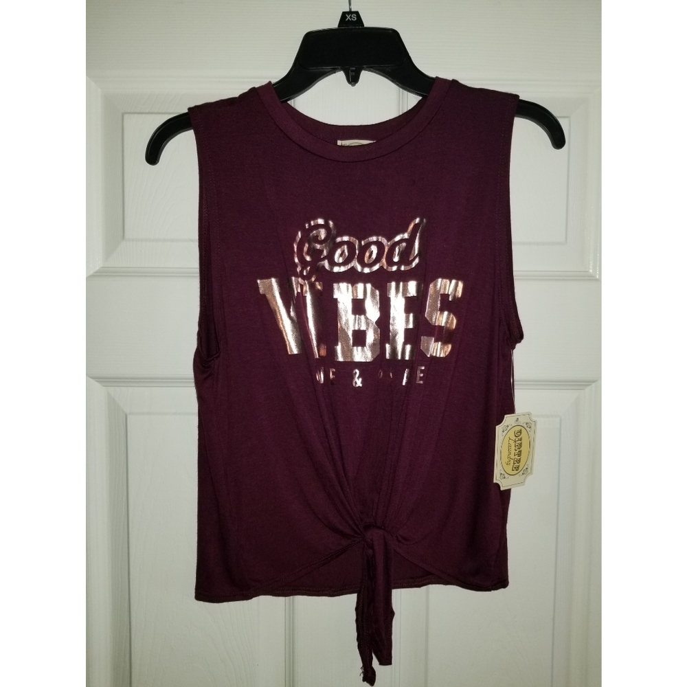 Good vibes tie front shirt